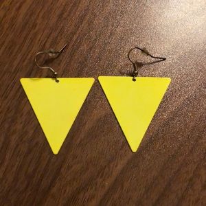 Neon yellow triangle earrings